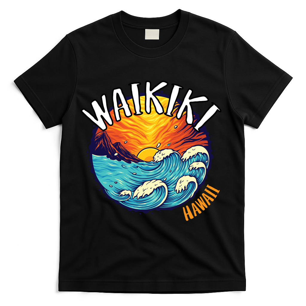 Summer In Waikiki Hawaii T-Shirt - Black