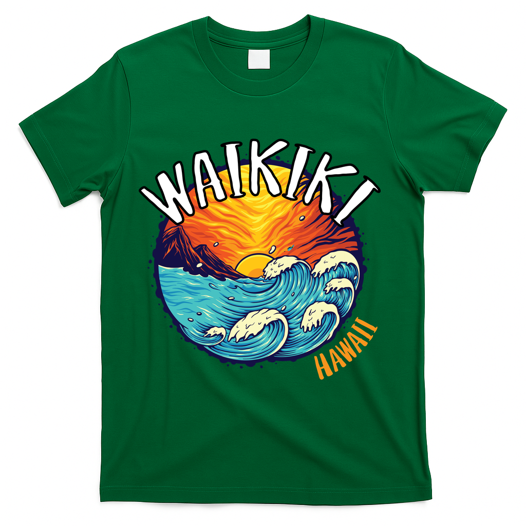 Summer In Waikiki Hawaii T-Shirt - Green