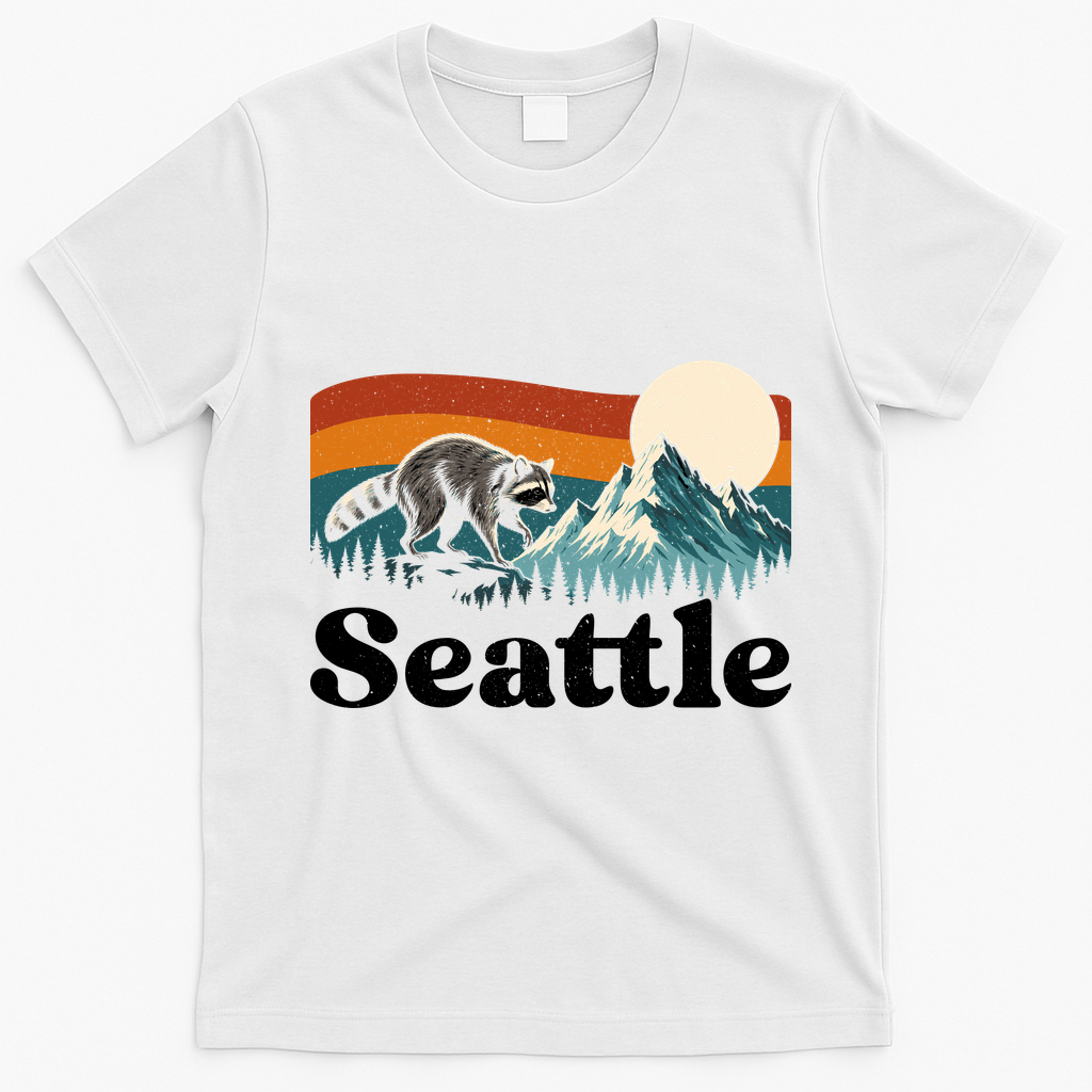Seattle Jimothy Raccoon Meme Mountain T-Shirt - White