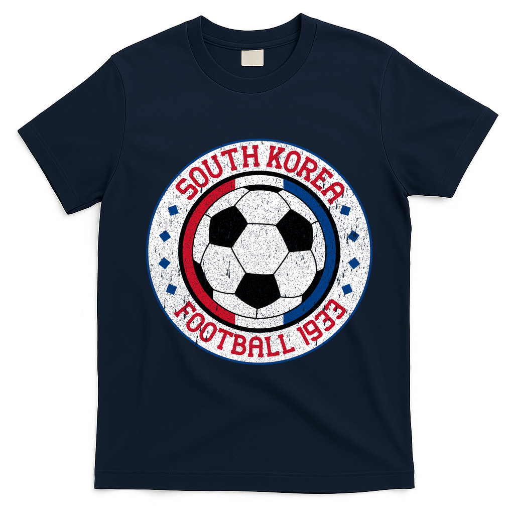 South Korea Football 1933 Vintage Soccer T-Shirt - Navy Blue