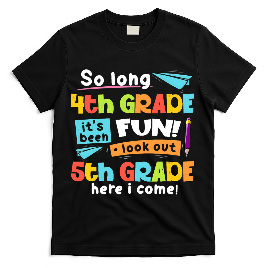 So Long 4th Grade 5th Grade Here I Come Graduation Boy T-Shirt - Black