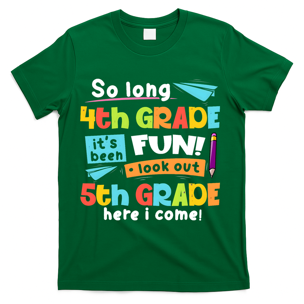 So Long 4th Grade 5th Grade Here I Come Graduation Boy T-Shirt - Green