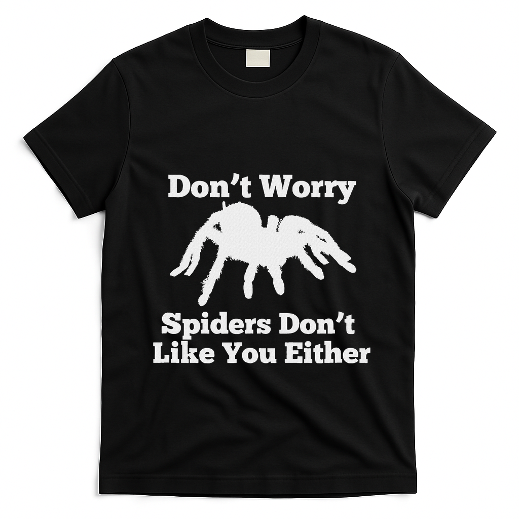 Spider Lover Gift For Women Fear Scared Tarantula Creepy T-Shirt - Black