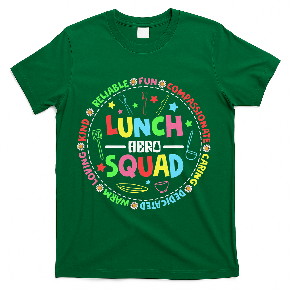 School Lunch Hero Squad Funny Cafeteria Workers Lunchroom T-Shirt - Green
