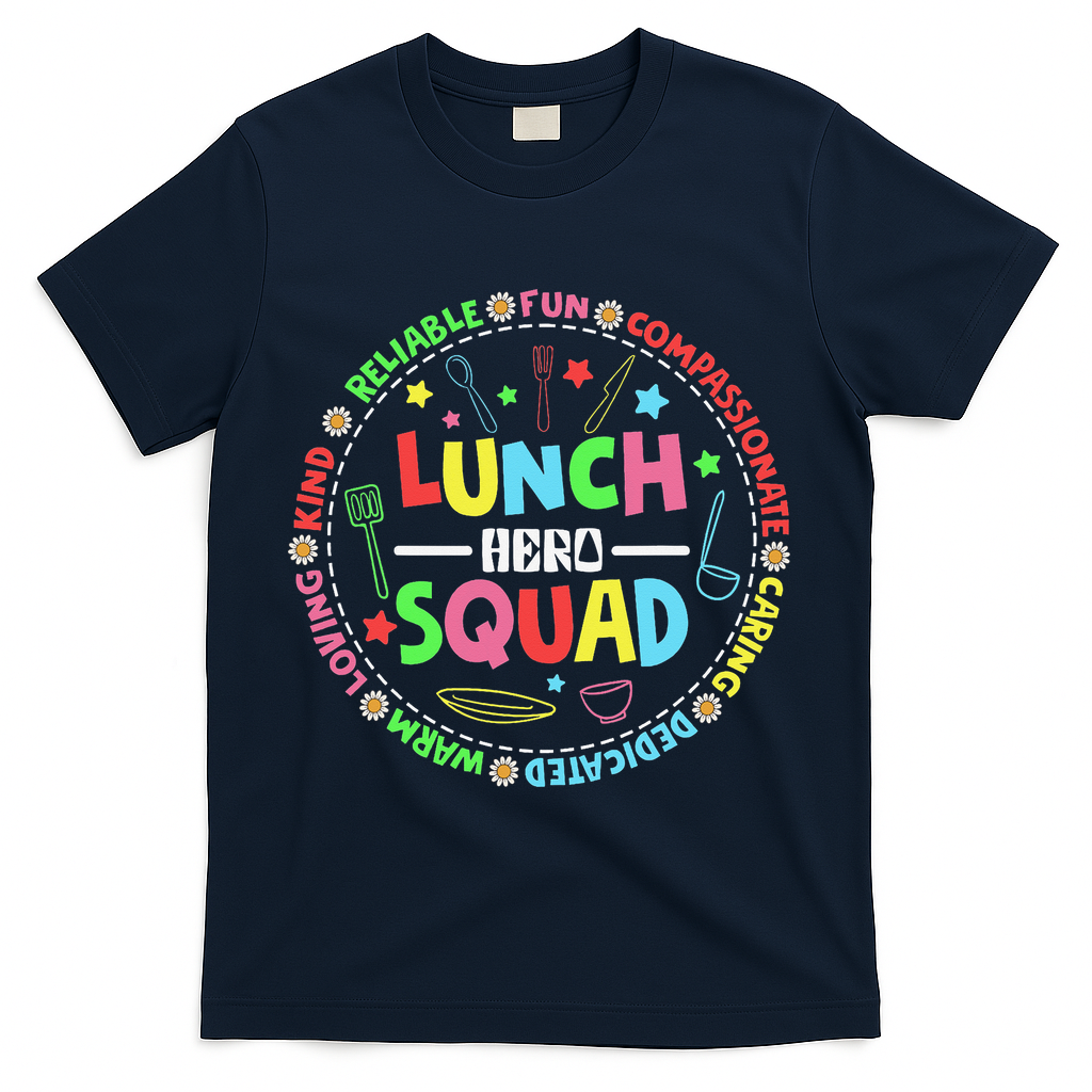 School Lunch Hero Squad Funny Cafeteria Workers Lunchroom T-Shirt - Navy