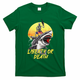 Skeleton Liberty Or Death Shark Halloween American Flag T-Shirt - Irish Green