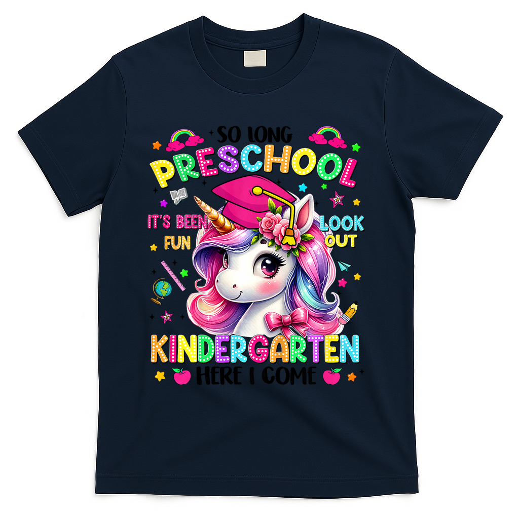 So Long Preschool Graduation Graduate Unicorn  T-Shirt - Navy