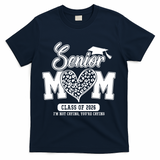 Senior Mom Class Of 2026 Senior Mama 26 Graduation Leopard T-Shirt - Navy