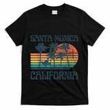 Santa Monica California Beach Summer Vacation Vintage T-Shirt - Black