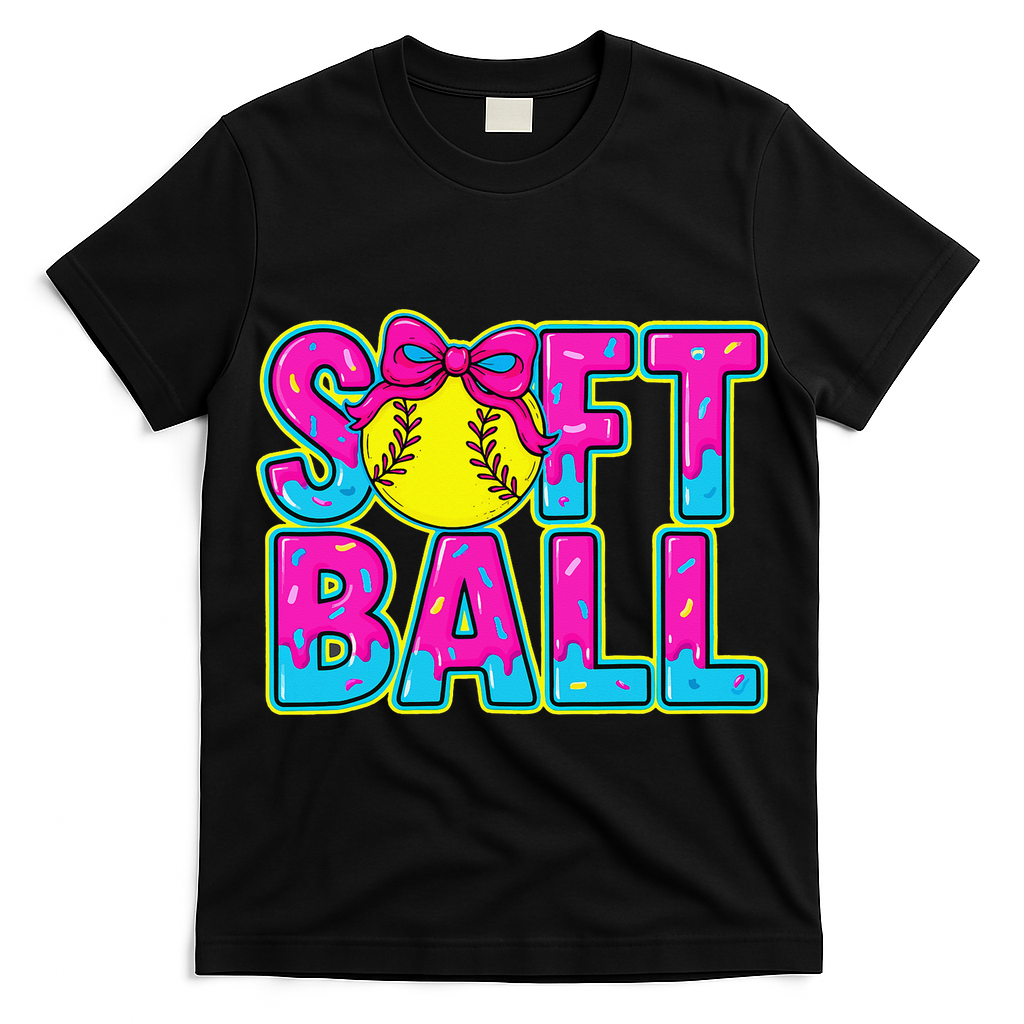 Softball Mama Drip Ice Cream Baseball Drip Game Day T-Shirt