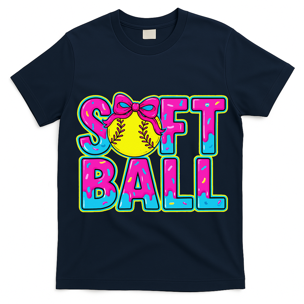 Softball Mama Drip Ice Cream Baseball Drip Game Day T-Shirt