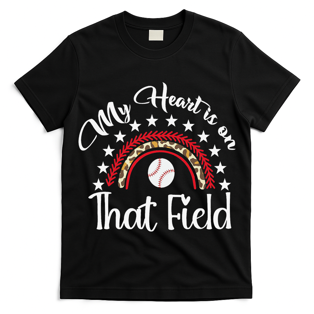 Softball Mom My Heart Is On That Field Women Mother Day T-Shirt