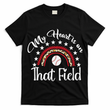 Softball Mom My Heart Is On That Field Women Mother Day T-Shirt