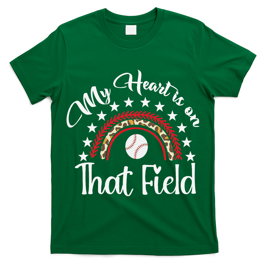 Softball Mom My Heart Is On That Field Women Mother Day T-Shirt