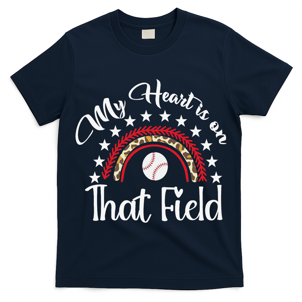 Softball Mom My Heart Is On That Field Women Mother Day T-Shirt