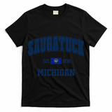 Saugatuck Michigan MI Vintage State Flag Athletic Navy T-Shirt