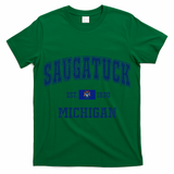 Saugatuck Michigan MI Vintage State Flag Athletic Navy T-Shirt