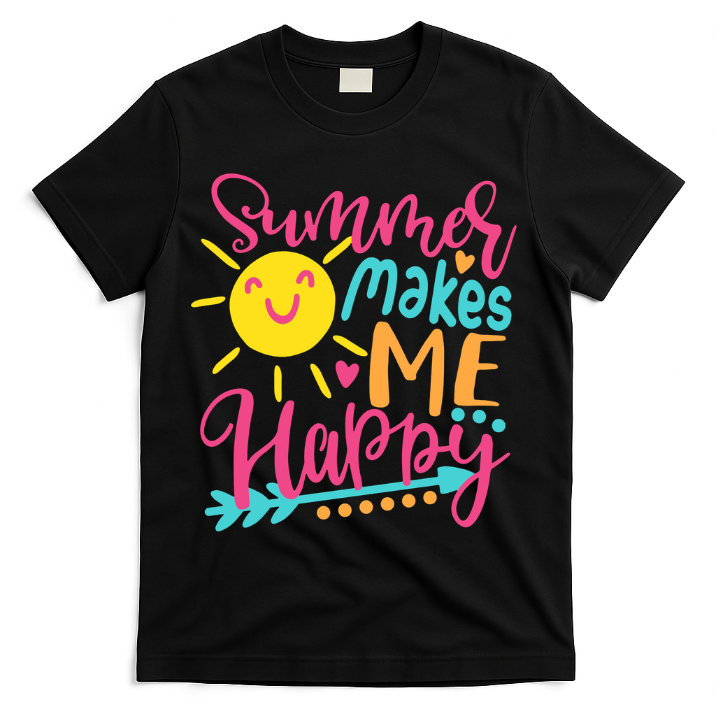 Summer Makes Me Happy T-Shirt - Black