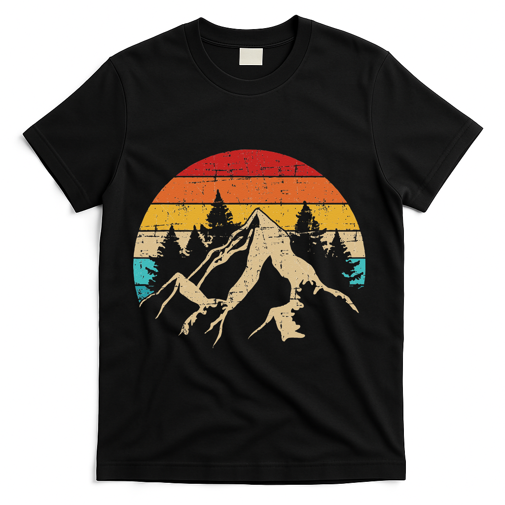 Summer mountains outdoor vintage retro T-Shirt - Black