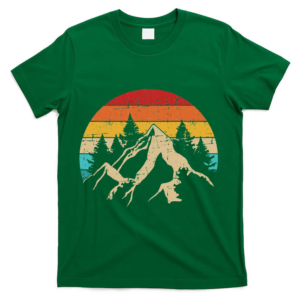 Summer mountains outdoor vintage retro T-Shirt - Green