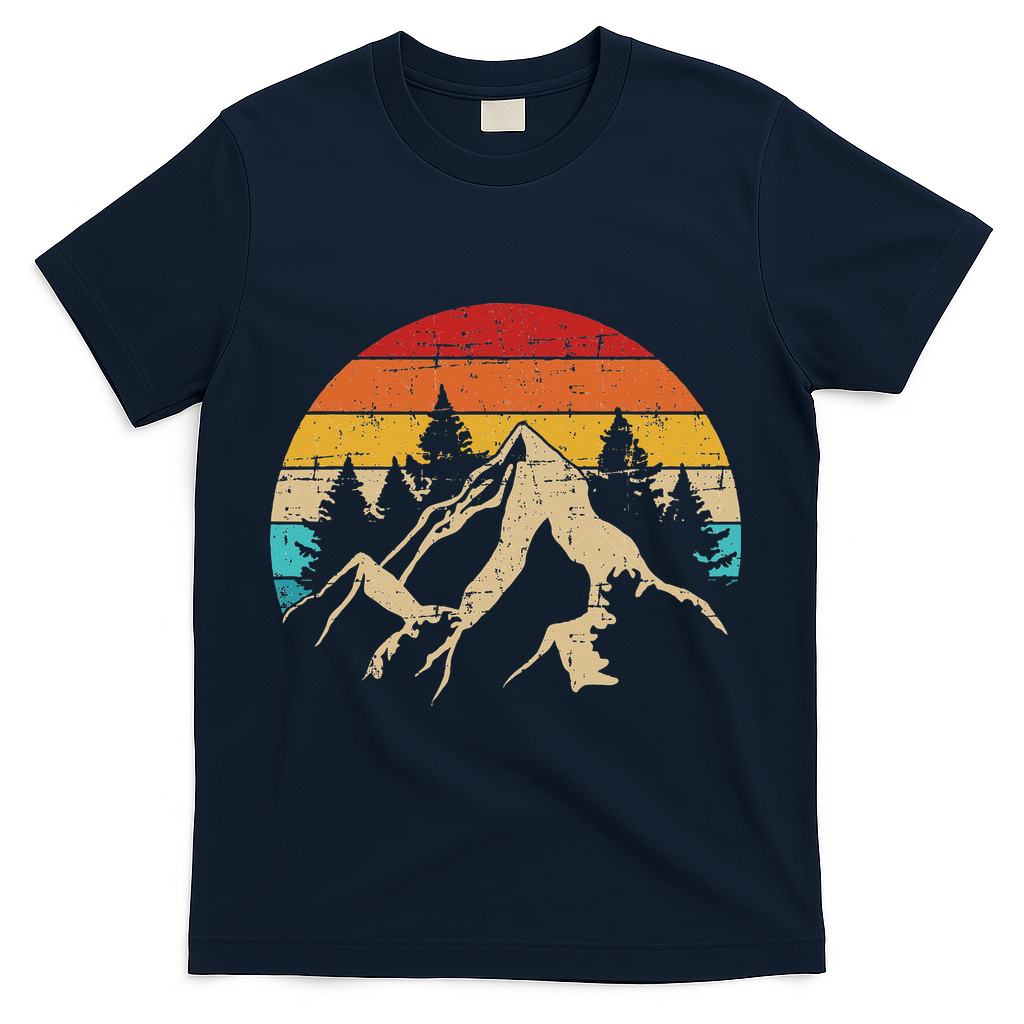 Summer mountains outdoor vintage retro T-Shirt - Navy