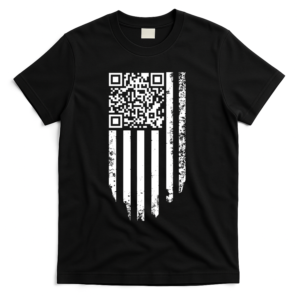 Scan Me President Trump Dancing Code American Flag T-Shirt - Black