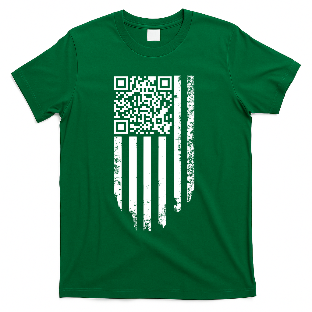 Scan Me President Trump Dancing Code American Flag T-Shirt - Green