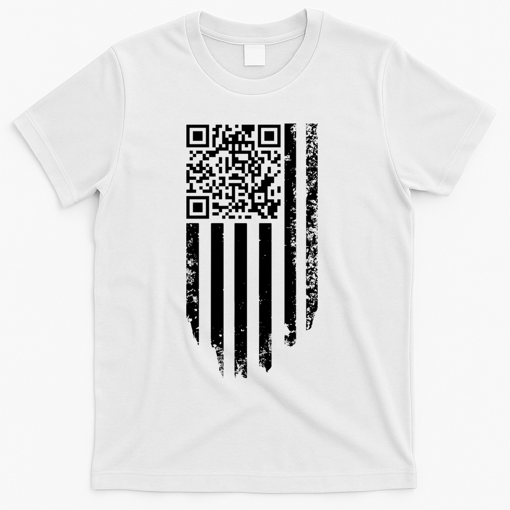 Scan Me President Trump Dancing Code American Flag T-Shirt - White