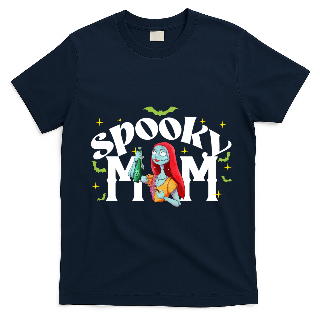 Spooky Mom Sally Nightmare Halloween Matchin Family Spooky Halloween Nightmare T-Shirt - Navy Blue