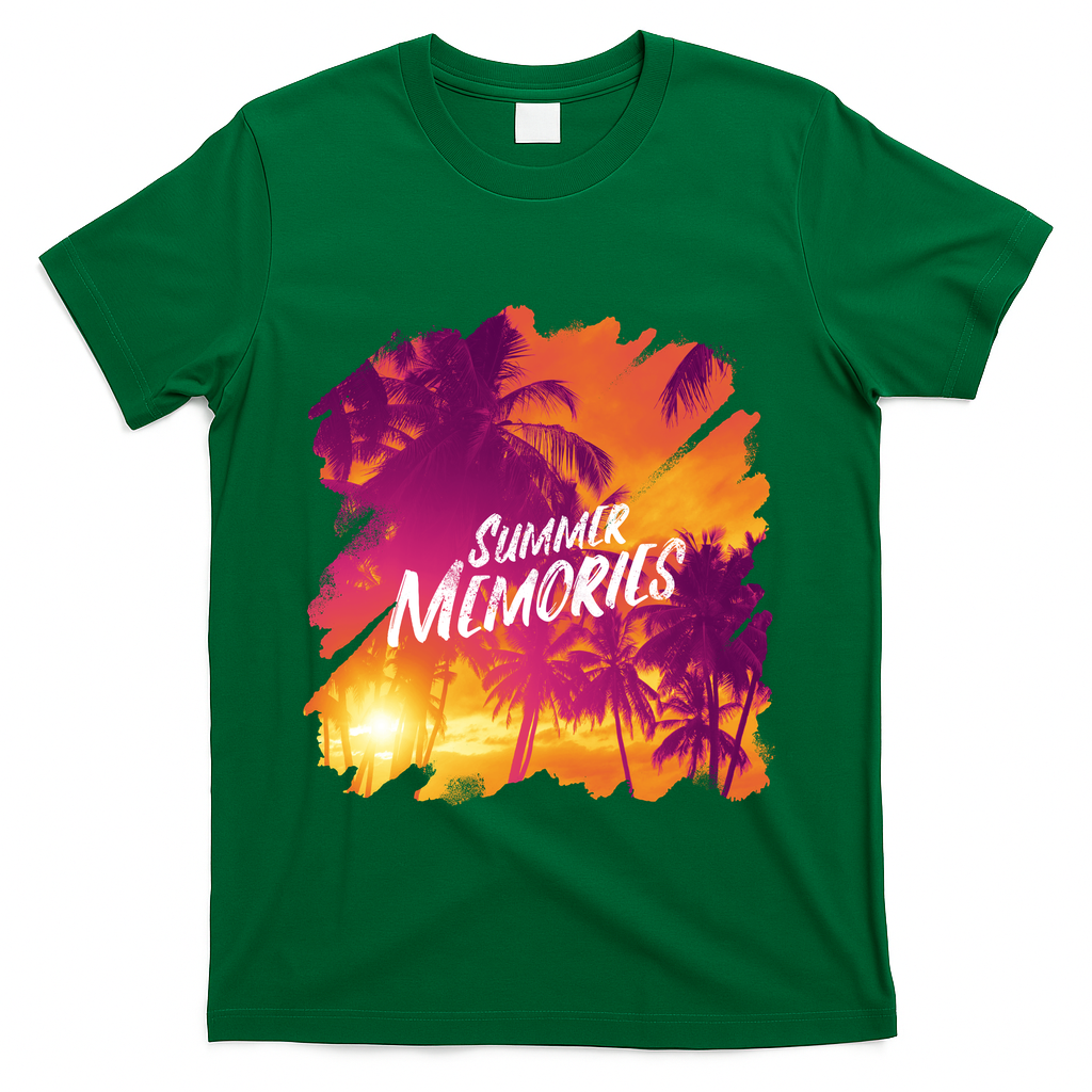 Summer Memories Sunset Beach T-Shirt - Green