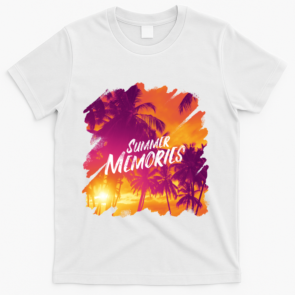 Summer Memories Sunset Beach T-Shirt - White