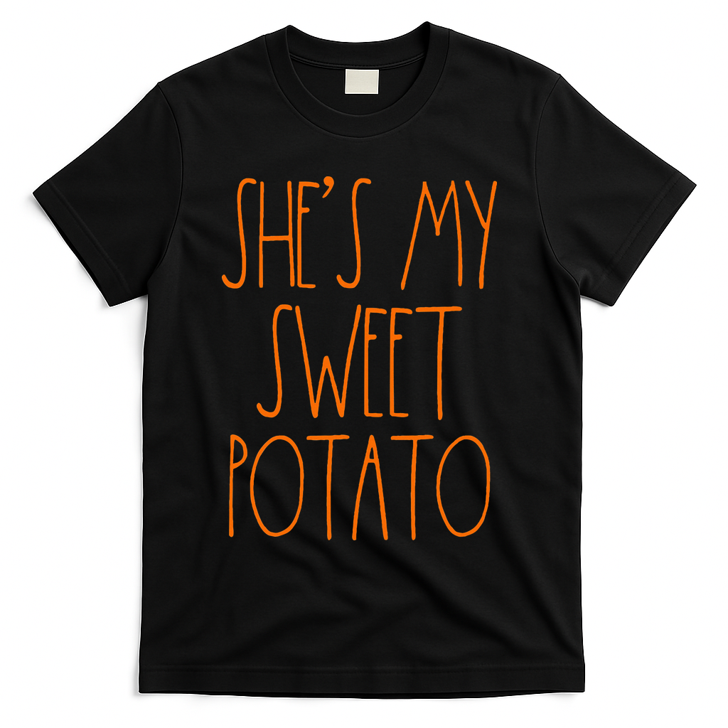 Shes My Sweet Potato I Yam Set Thanksgiving Couple T-Shirt - Black