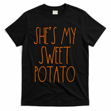 Shes My Sweet Potato I Yam Set Thanksgiving Couple T-Shirt - Black