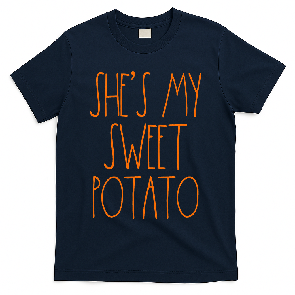 Shes My Sweet Potato I Yam Set Thanksgiving Couple T-Shirt - Navy