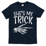 Shes My Trick Matching Couple Halloween Costume Boyfriend T-Shirt - Navy Blue
