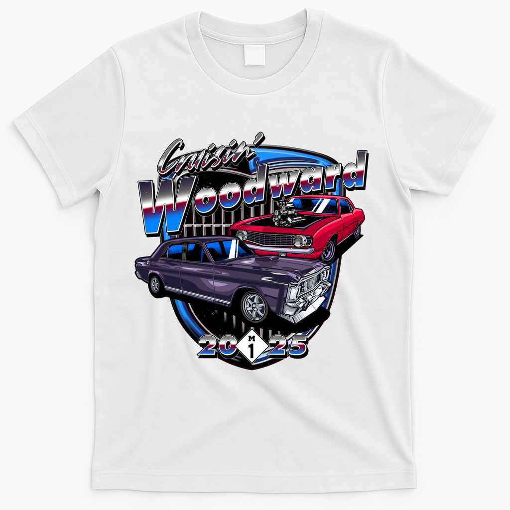 Summer Nights Cruising Woodward 2025 T-Shirt - White