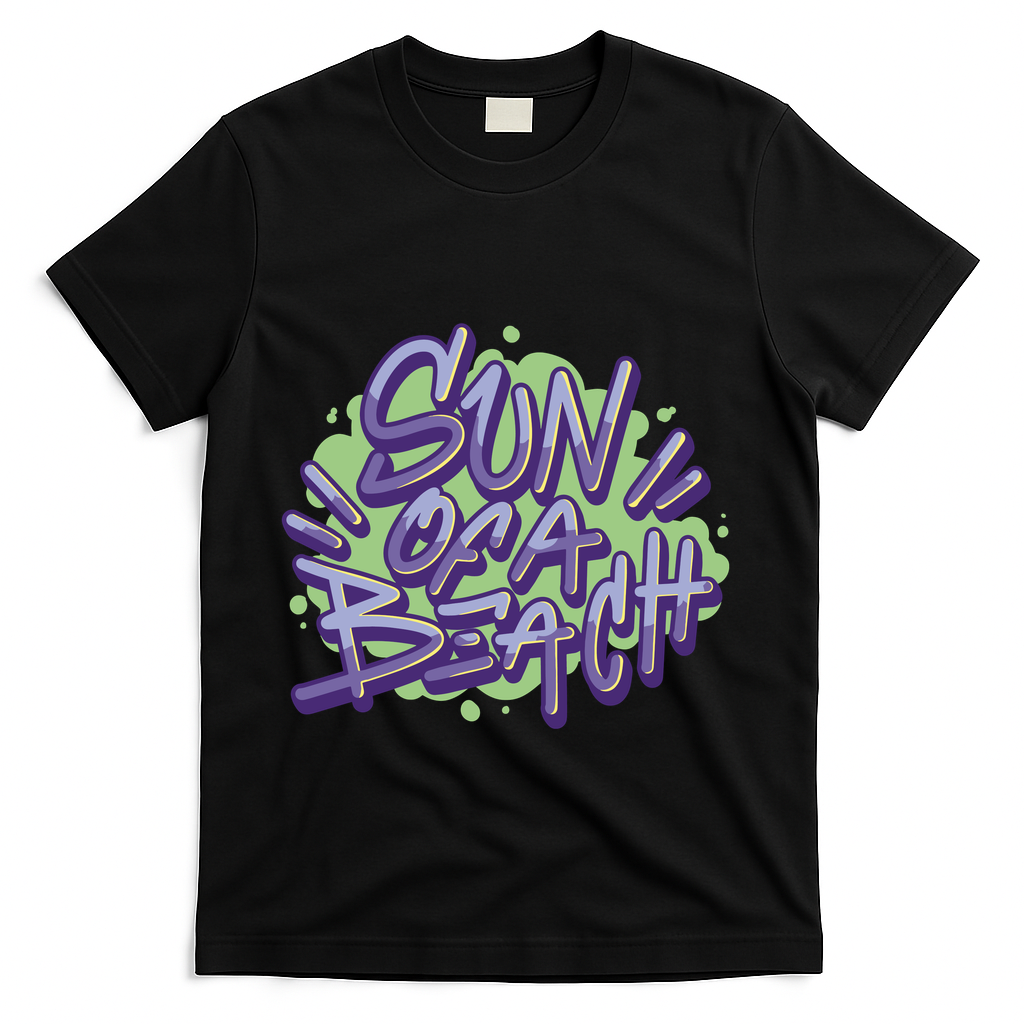 Sun Of A Beach Graffiti Summer T-Shirt - Black