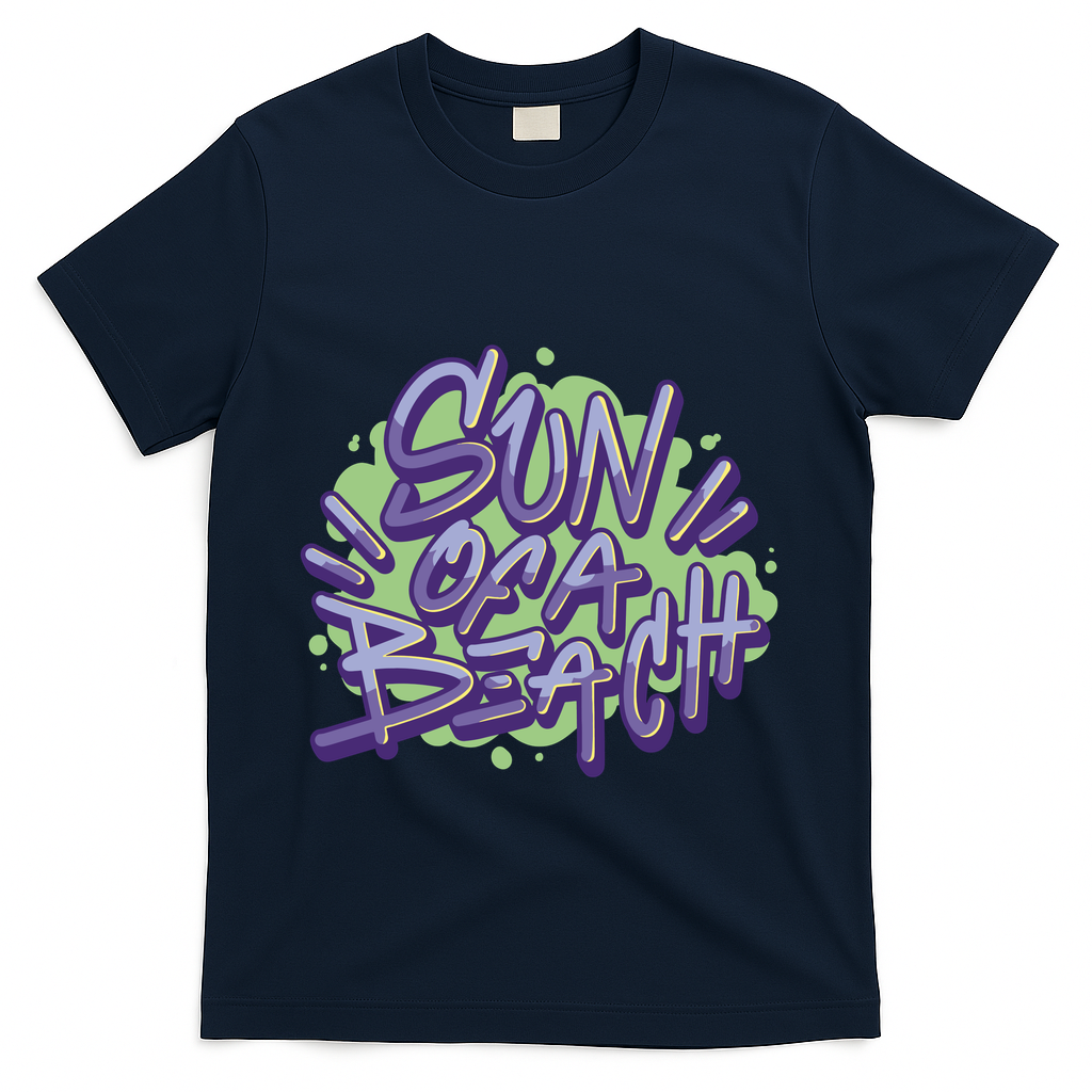 Sun Of A Beach Graffiti Summer T-Shirt - Navy