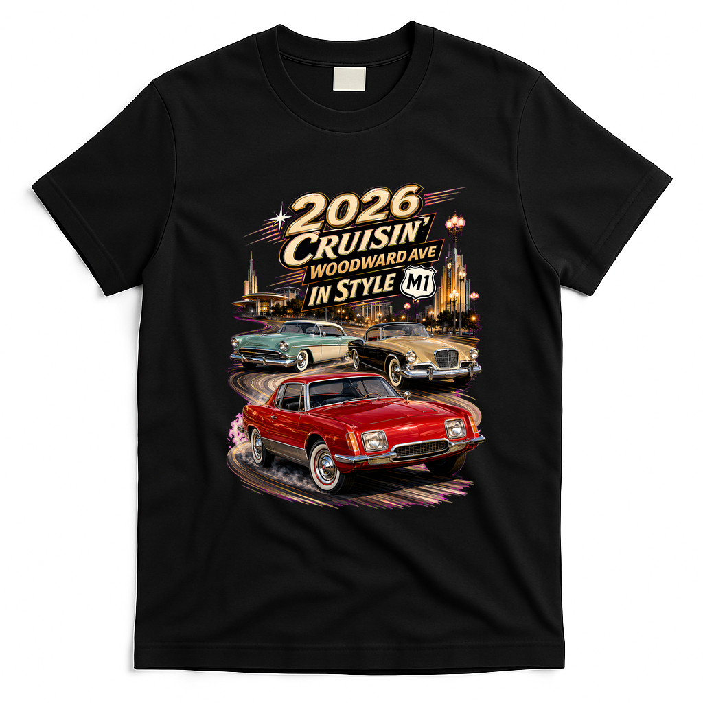 Studebaker Originals Cruise Woodward 2026 T-Shirt - Black