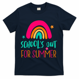 Schools Out For Summer Cute Rainbow T-Shirt - Navy