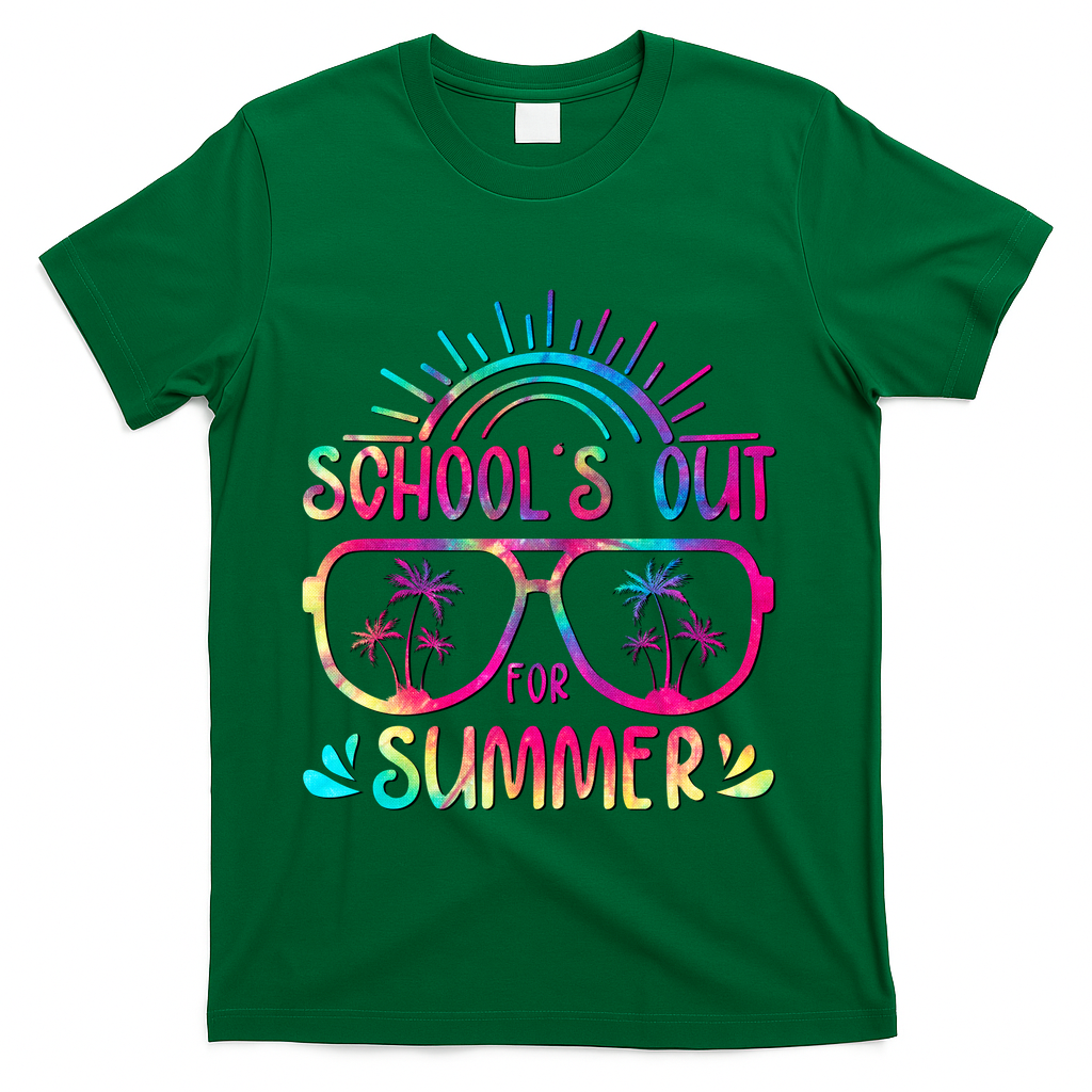 School's Out For Summer Tie Dye T-Shirt - Green