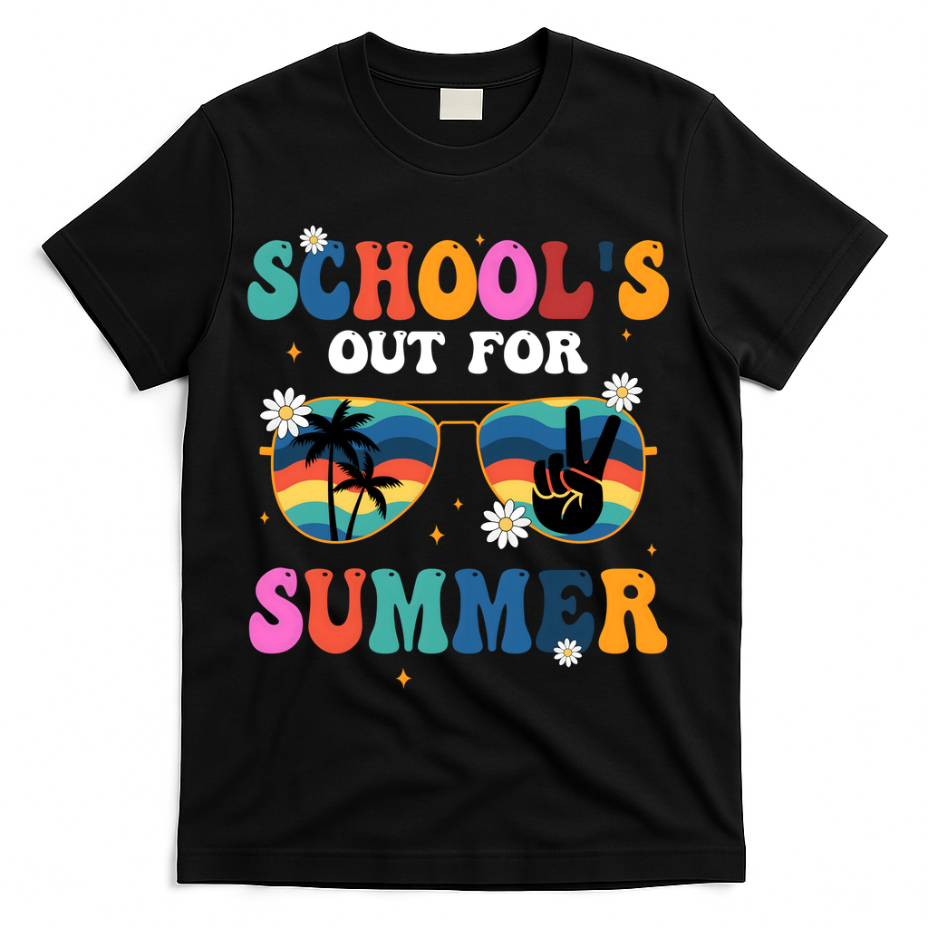 Schools Out For Summer Hippie T-Shirt - Black