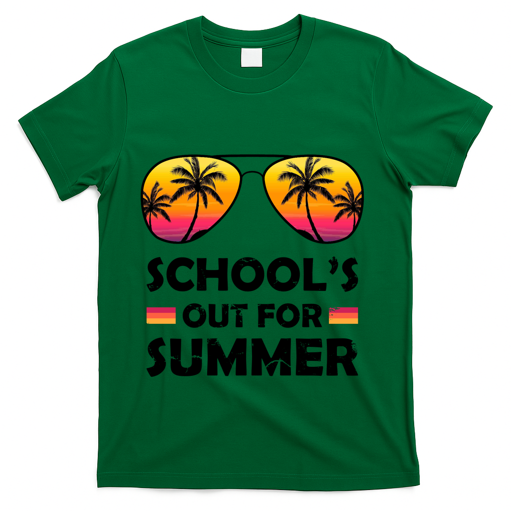 School's Out For Summer Palm Trees T-Shirt - Green