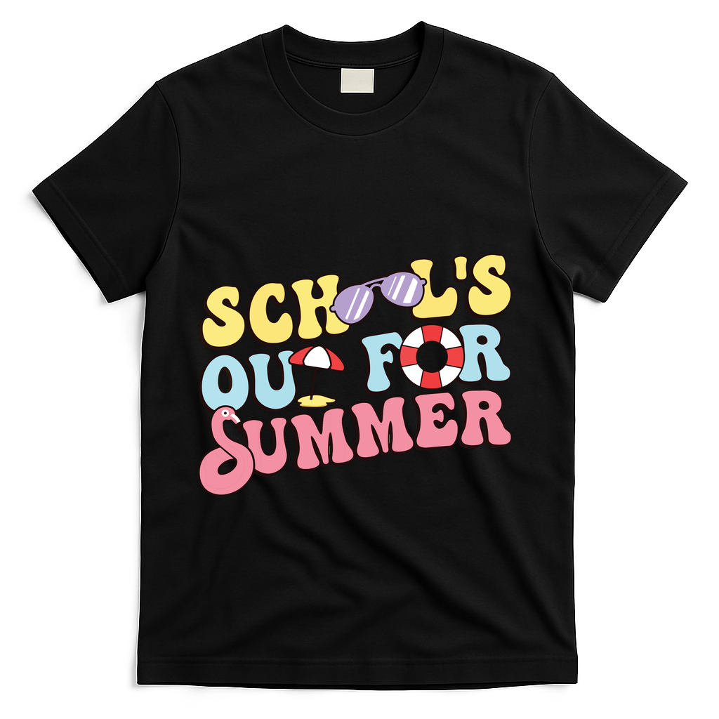 Schools Out For Summer Graduation Students Teacher Vacation. T-Shirt - Black