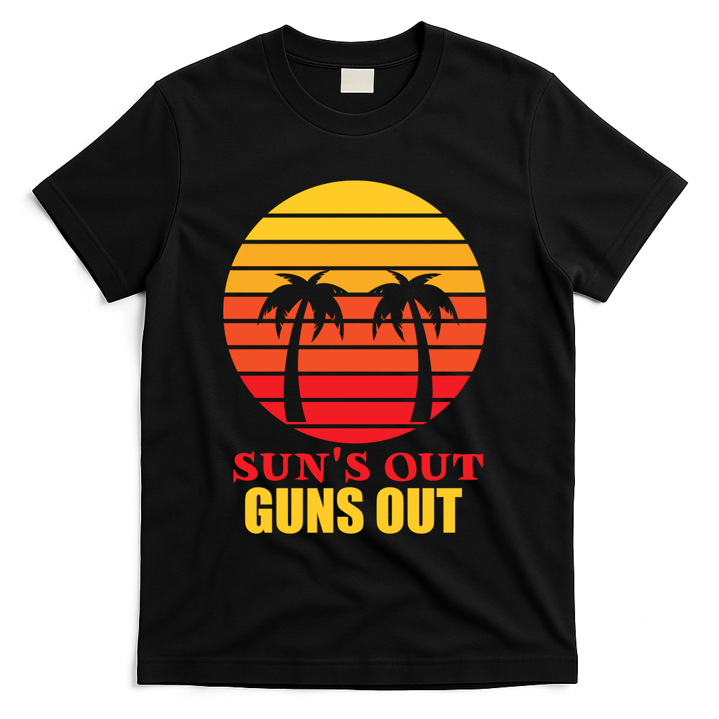 Sun's Out Guns Out Summer Party T-Shirt - Black