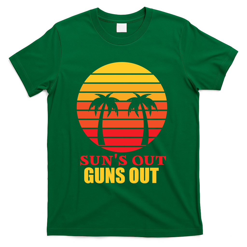 Sun's Out Guns Out Summer Party T-Shirt - Green