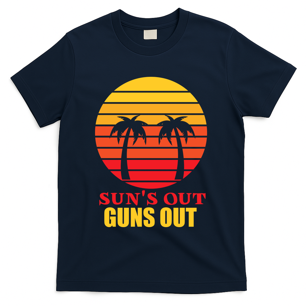 Sun's Out Guns Out Summer Party T-Shirt - Navy