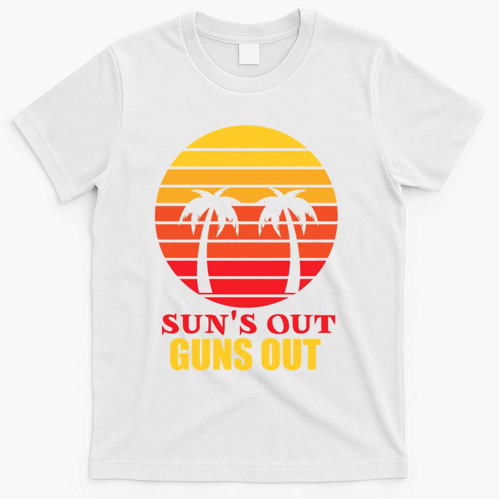 Sun's Out Guns Out Summer Party T-Shirt - White