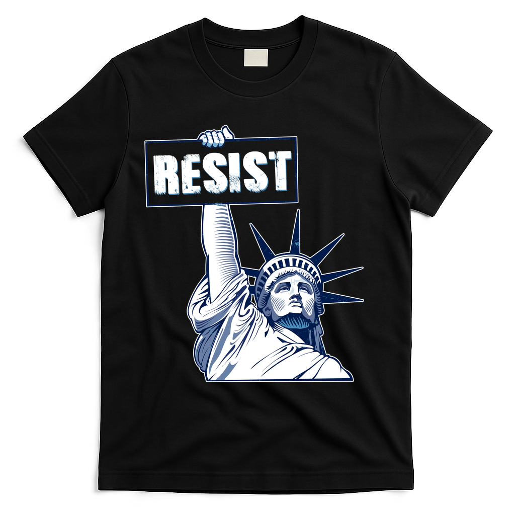 Statue of Liberty Resist Protest Fight T-Shirt - Black