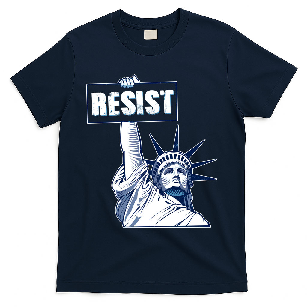 Statue of Liberty Resist Protest Fight T-Shirt - Navy